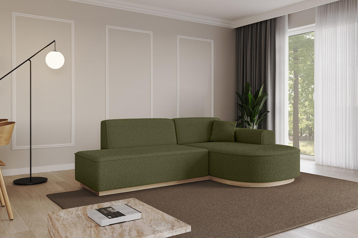 ECKSOFA Ottomane Rechts ARRIO-L1 - 243x171x83 cm Grün - Grün, Holzwerkstoff/Textil (243/171cm) - ALTDECOR