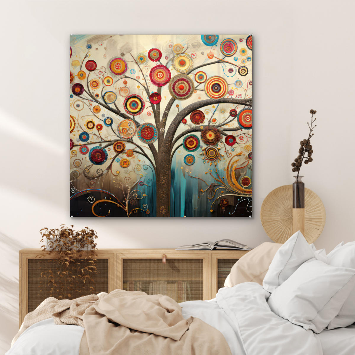 OBRAZ NA AKRYLOVOM SKLE Strom - Strom života - Farba 90x90 cm - hnedá, sklo (90/90cm) - MuchoWow