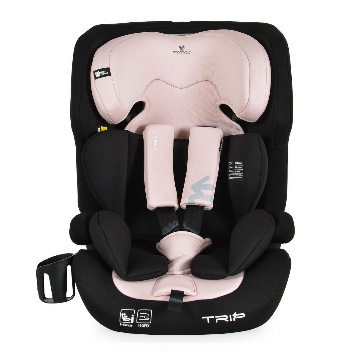 KINDERSITZ Trip i-Size rosa (76-150cm) Isofix verstellbare Kopfstütze Gurt - Rosa, Textil (40/60/45cm) - Cangaroo