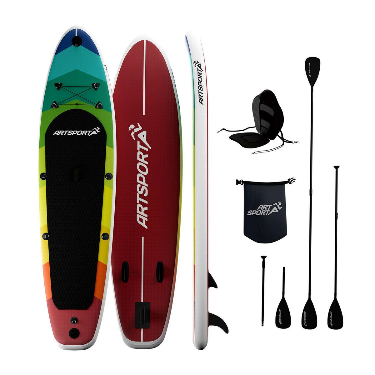 STAND UP Paddle Board Retro Love aufblasbar mit Kajak-Set - Multicolor, Kunststoff (320/77/15cm) - Artsport