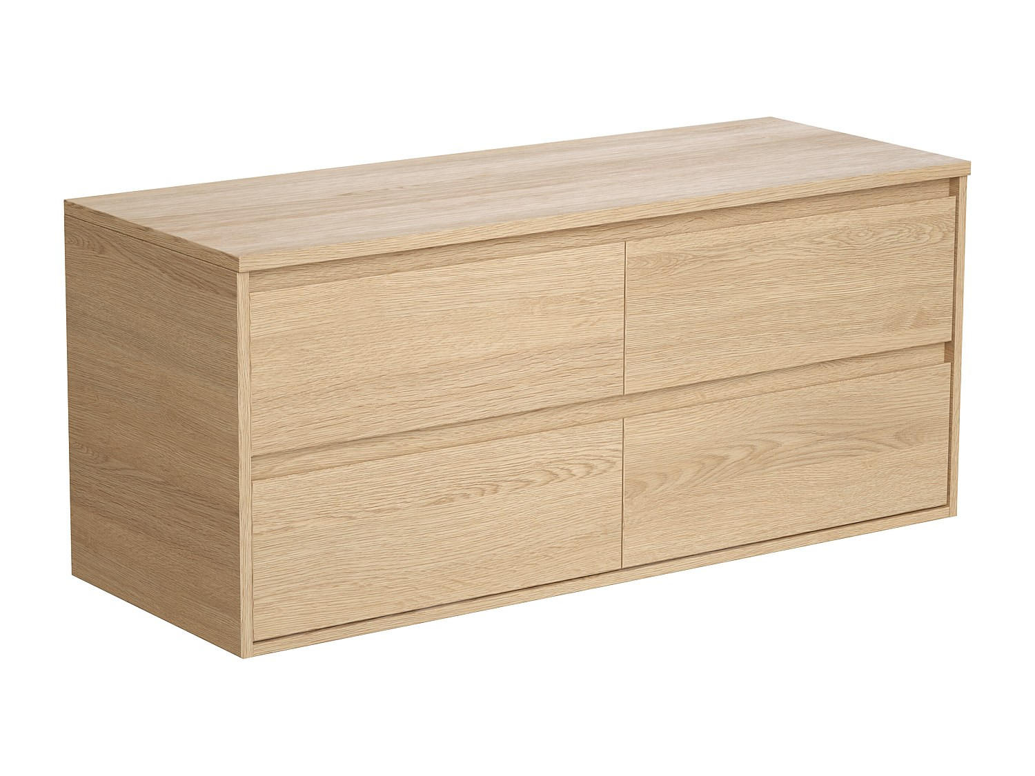 WASCHBECKENUNTERSCHRANK hängend mit Platte - 120 cm - Eichenholzfurnier - MILIPAM - Naturfarben, Holz (120/50/45cm) - Vente-Unique