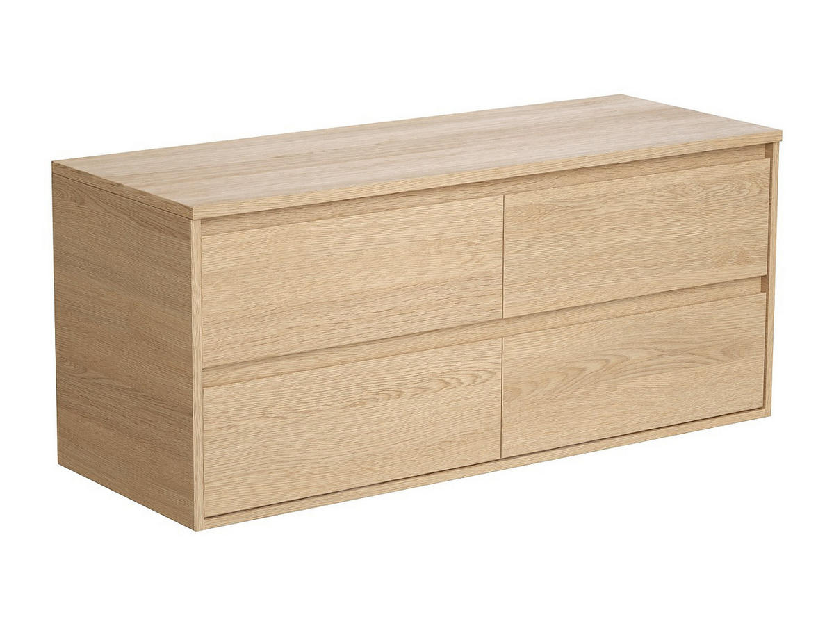 WASCHBECKENUNTERSCHRANK hängend mit Platte - 120 cm - Eichenholzfurnier - MILIPAM - Naturfarben, Holz (120/50/45cm) - Vente-Unique