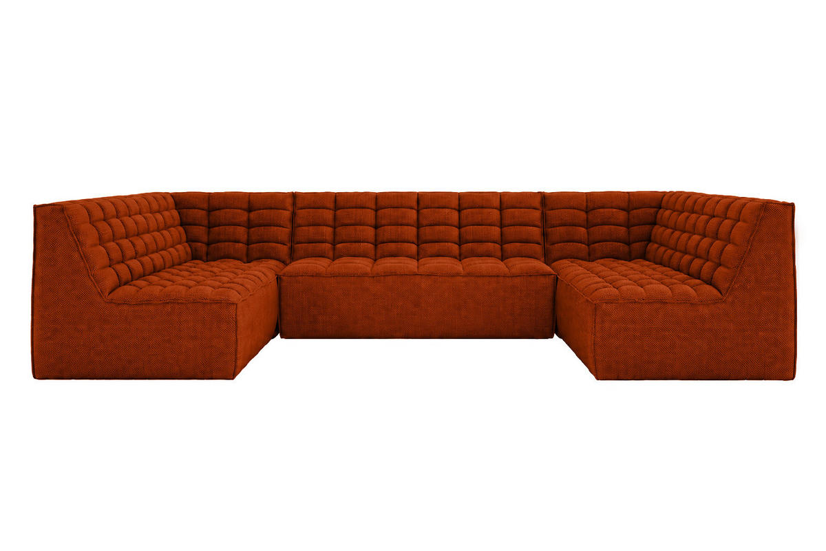 ROHOVÁ SEDAČKA U XL modulární ve tvaru U, plyšová tkanina Pop, Měděná, LAZY U XL - měděná, dřevo (346/76/253cm) - Kaiser Möbel