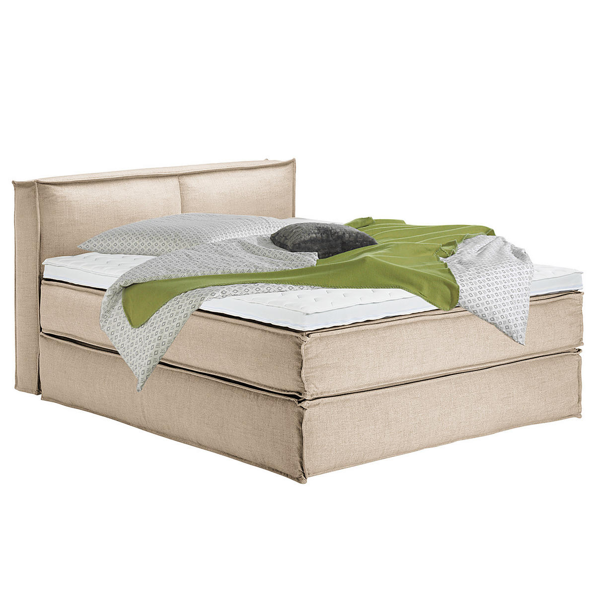BOXSPRINGBETT mit Kopfteil - Premium - Beige, Textil (160/200cm) - home24