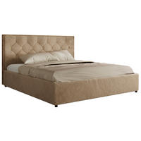 POLSTERBETT LARINO CLASSIC 160/200 - Beige Plüsch - ohne Matratze - Beige, Textil (160/200cm) - MKS