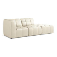 ECKSOFA Rechts Kunstleder Beige - Creme/Schwarz, Holzwerkstoff/Kunststoff (240/90cm) - Makamii