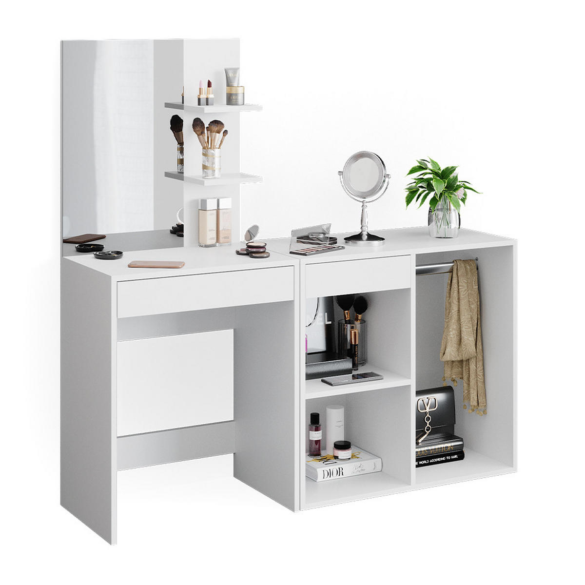 SCHMINKTISCH Isabelle Weiß 60 cm mit Schrank - Weiß, Holzwerkstoff (60/140/40cm) - Vicco