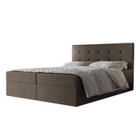 BOXBETT Dahlina 140/200 cm in Braun – mit Bettkasten und Luxus & Funktionalität - Schwarz/Braun, Holz/Holzwerkstoff (140/200cm) - AX Living