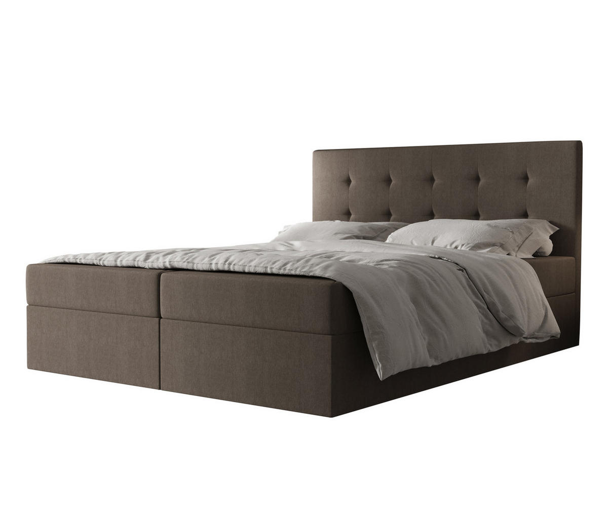 BOXBETT Dahlina 140/200 cm in Braun – mit Bettkasten und Luxus & Funktionalität - Schwarz/Braun, Holz/Holzwerkstoff (140/200cm) - AX Living