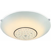 LED DECKENLEUCHTE Metall Chrom Weiß Kristalloptik - Weiß, Metall (40/40/12cm) - Globo Lighting