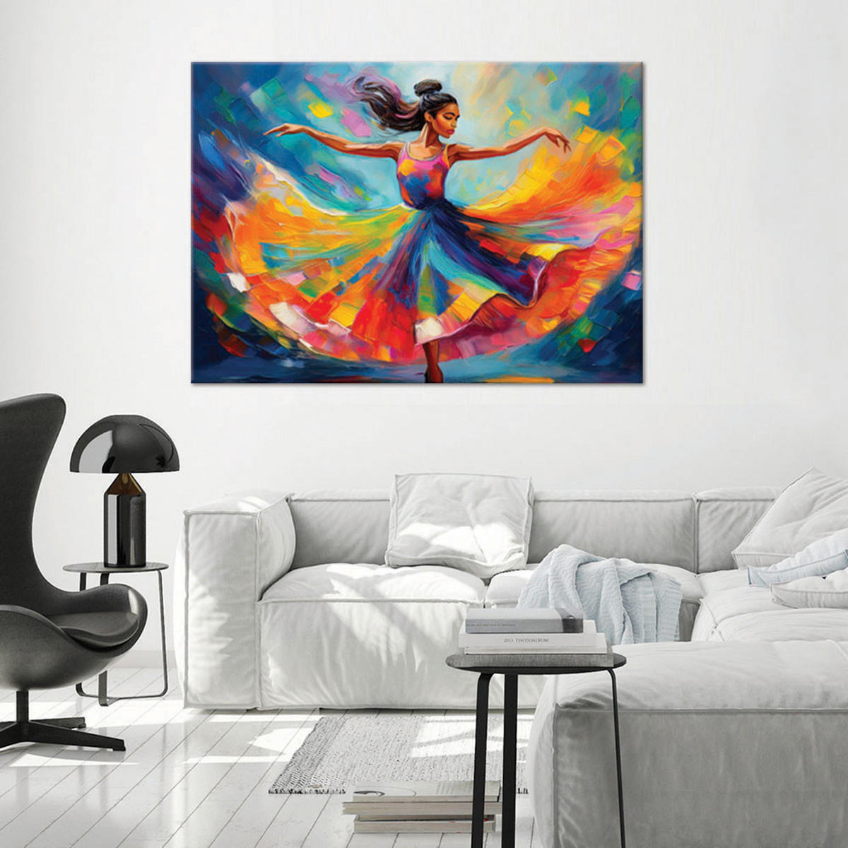 WANDBILD bunter ballerina tänzer - Beige, Textil (60/40cm) - Feeby