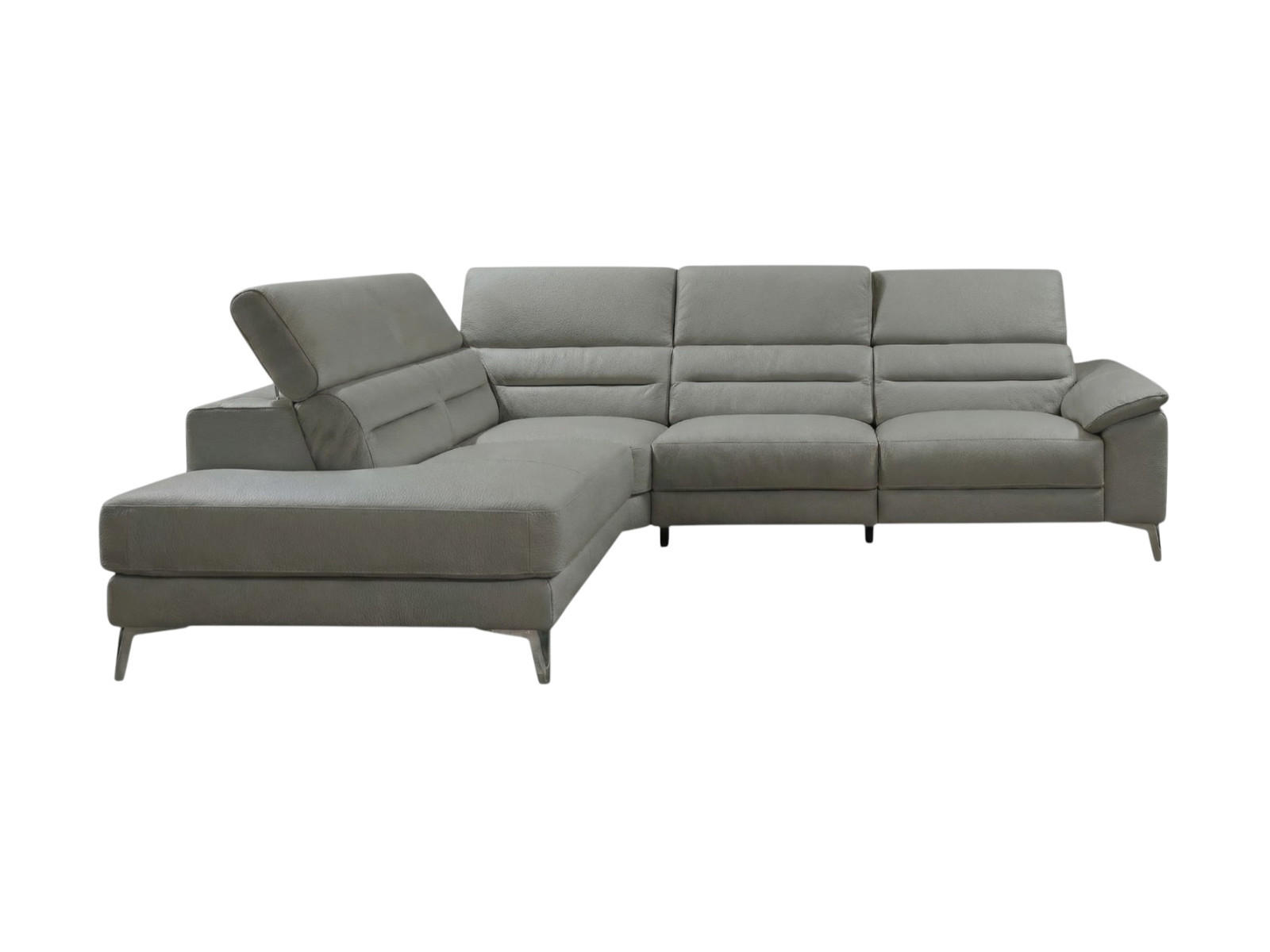 ECKSOFA Tucano Echtleder Perlgrau - Hellgrau, Leder/Metall (232/258cm)