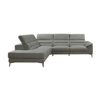 ECKSOFA Tucano Echtleder Perlgrau - Hellgrau, Leder/Metall (232/258cm)