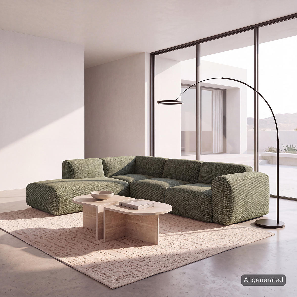 3-SITZER ECKSOFA mit Recamiere - Schwarz/Grün, Kunststoff/Textil (295/231cm) - home24