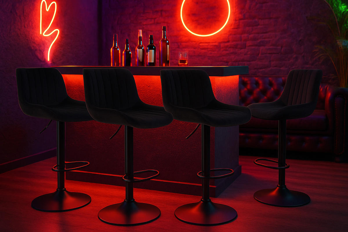 BARHOCKER Lento Gestell schwarz Samt Schwarz - Schwarz, Textil/Metall (50/108/50cm) - TPFLiving