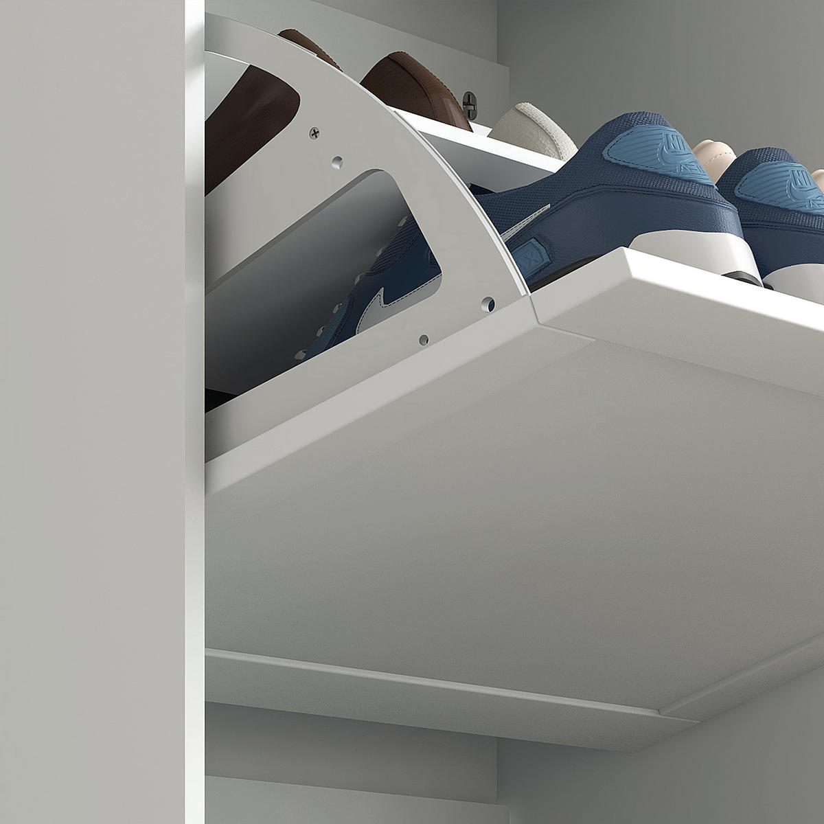 SCHUHSCHRANK DE-14994 skandinavisches Design mit 3 Klapptüren Weiß - Weiß, Holzwerkstoff (60/115/23.5cm) - ComfortXL