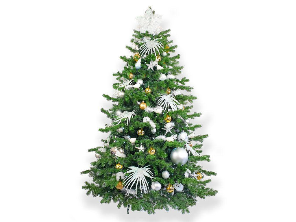 WEIHNACHTSBAUM künstlicher 270 cm, POLAR GOLD II, mit 163-teiligem Weihnachtsbaumschmuck, inkl. Metallständer und Aufbewahrungsbox - Silberfarben/Goldfarben, Kunststoff/Metall (157/270cm) - LAALU
