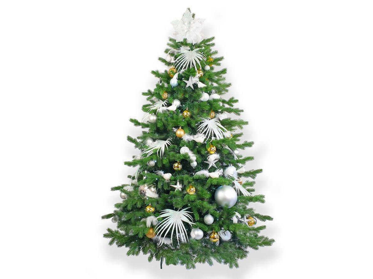 WEIHNACHTSBAUMSCHMUCK-SET POLAR GOLD II, 222-teilig, für Weihnachtsbäume 300–600 cm - Rot/Silberfarben, Glas/Kunststoff (60/50/80cm) - LAALU