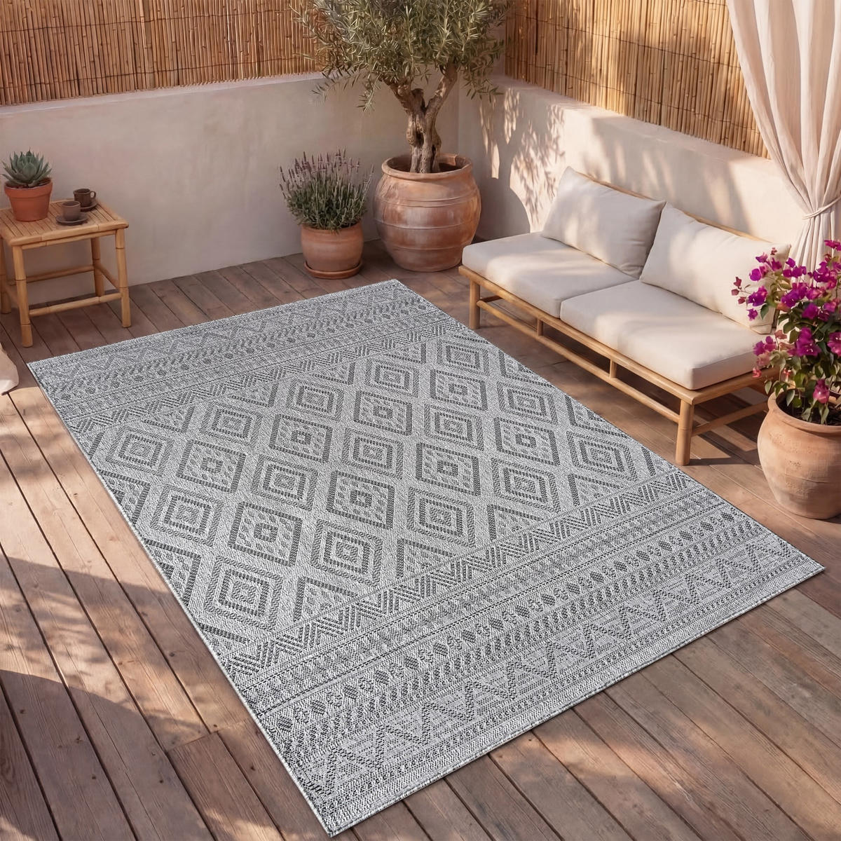 OUTDOORTEPPICH 150/150 cm Vermont 184 - Anthrazit, Kunststoff (150/150cm) - Paco Home