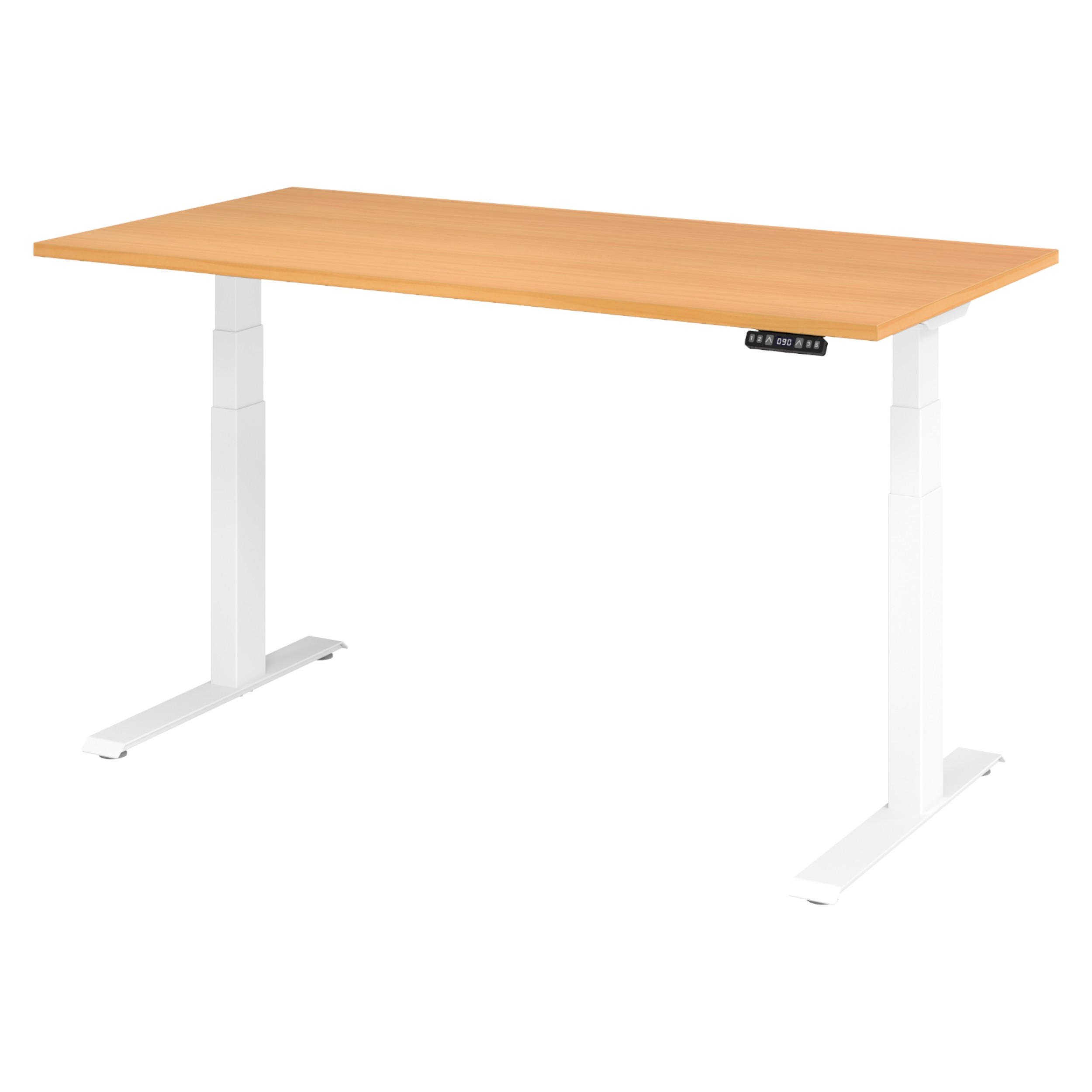 SCHREIBTISCH elektrisch XDKB 80/160/74 cm in Buchefarben/Weiß - Buchefarben/Weiß, Holzwerkstoff (80/160/74cm) - bümö