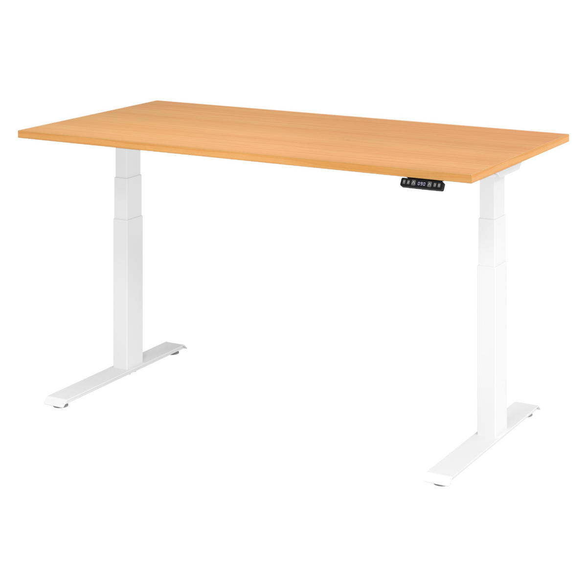 SCHREIBTISCH elektrisch XDKB 80/160/74 cm in Buchefarben/Weiß - Buchefarben/Weiß, Holzwerkstoff (80/160/74cm) - bümö