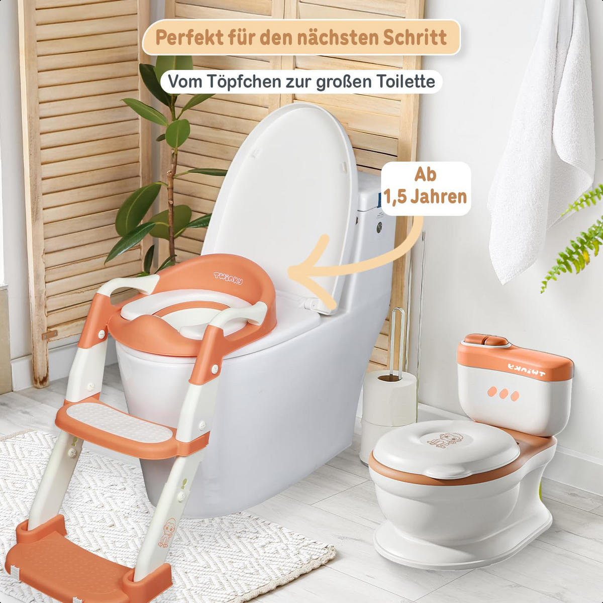 TOILETTENSITZ mit Treppe für Kinder Braun - Braun, Kunststoff (35/44cm) - Twinky