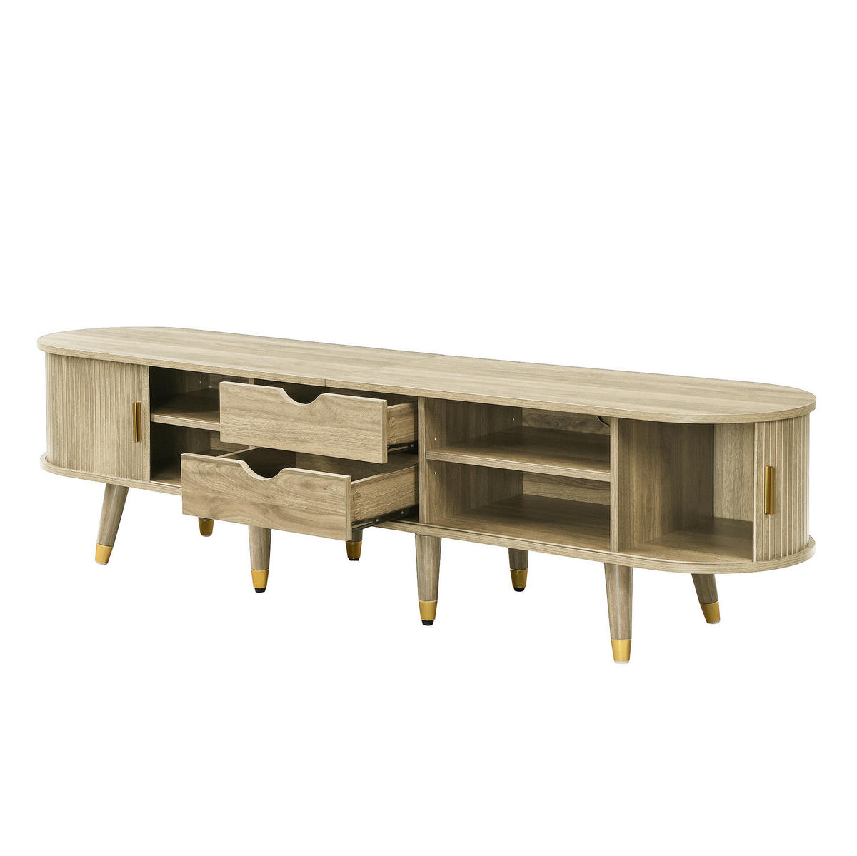 TV-SCHRANK mit Schiebetür 175 x 38 x 45 cm MDF Eiche - Hellbraun, Holzwerkstoff (38/45/175cm) - Beauniv