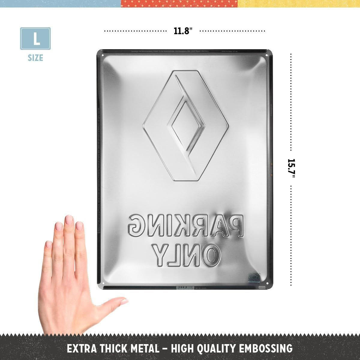 BLECHSCHILD 30/40 cm Renault Parking Only - Multicolor, Metall (30/40/0.2cm) - Nostalgic-Art