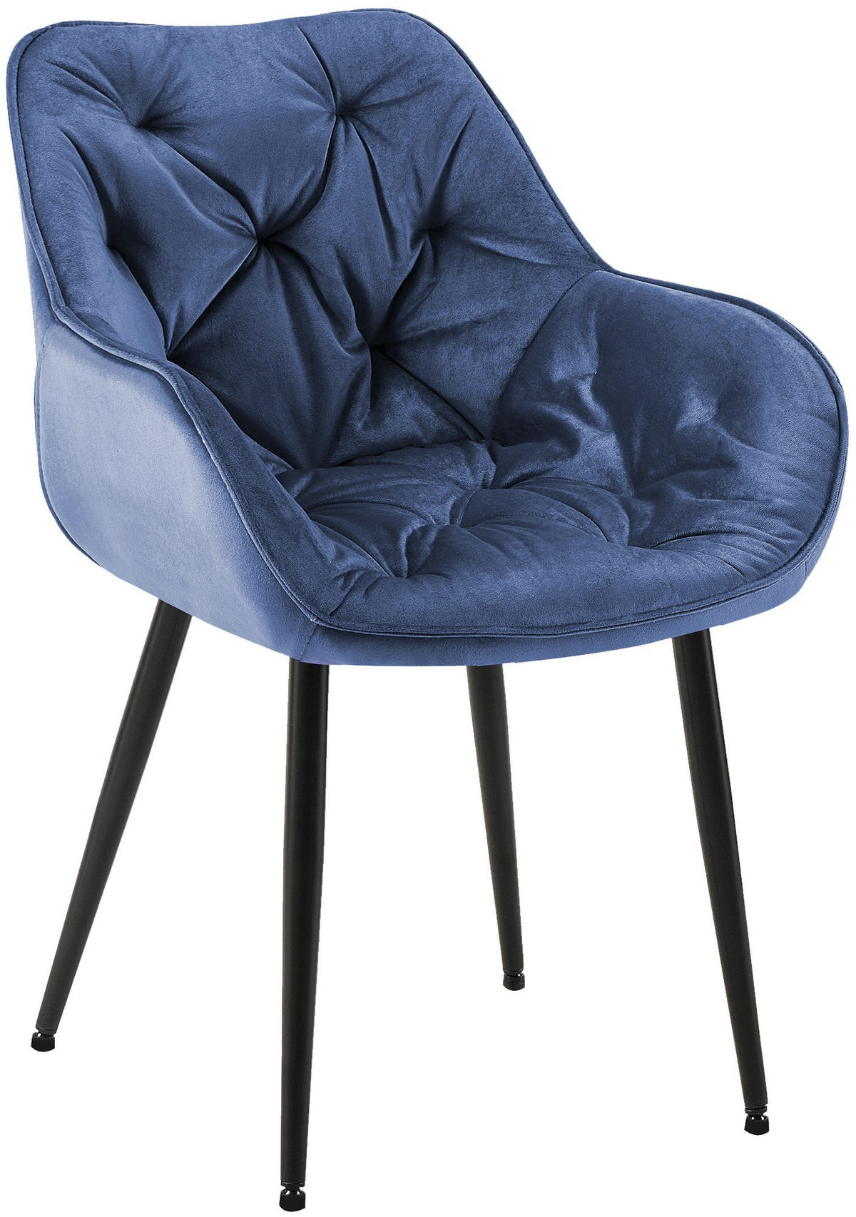 ARMLEHNENSTUHL Samt Blau - Blau/Schwarz, Textil/Metall (58/83/62cm) - CLP
