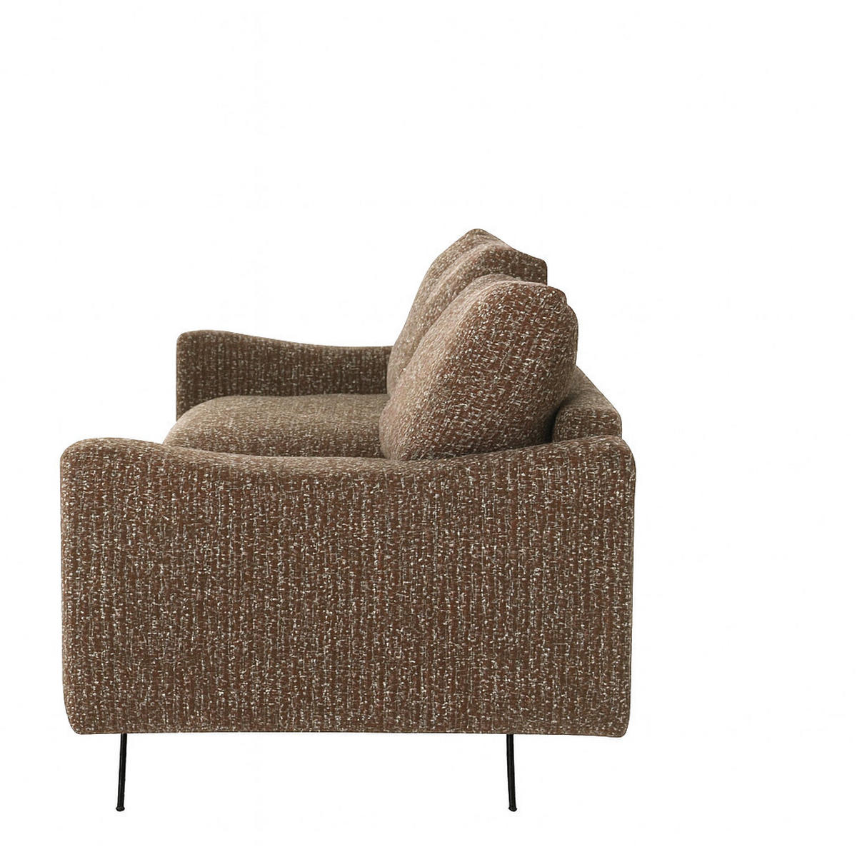 SOFA CLOUD mit schwarz Metallbeinen, Braun - Braun, Textil (235/98/107cm) - KS Home Concept