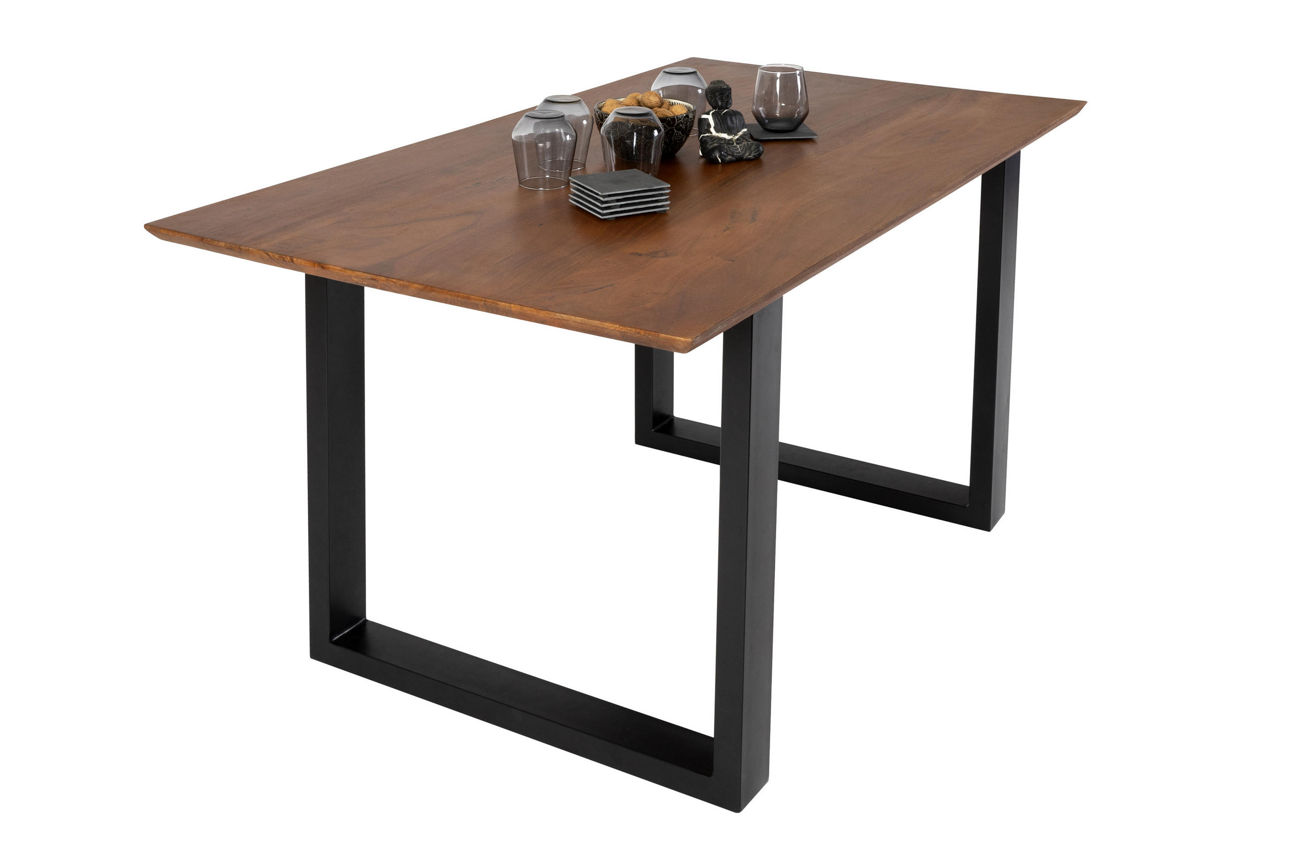 ESSTISCH ATLANTA - Schwarz/Braun, Holz/Metall (80/140/77cm) - SAM