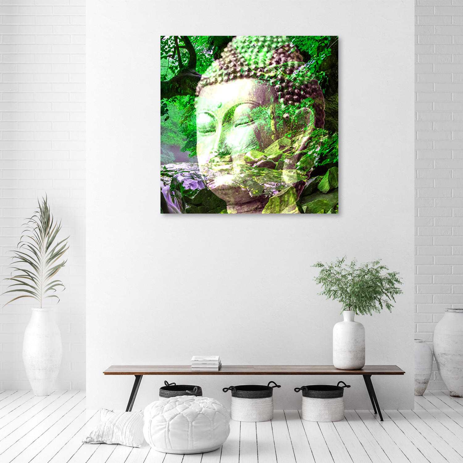 LEINWANDBILD, Religiös - Grün 50x50cm - Grün, Textil (50/50cm) - Feeby