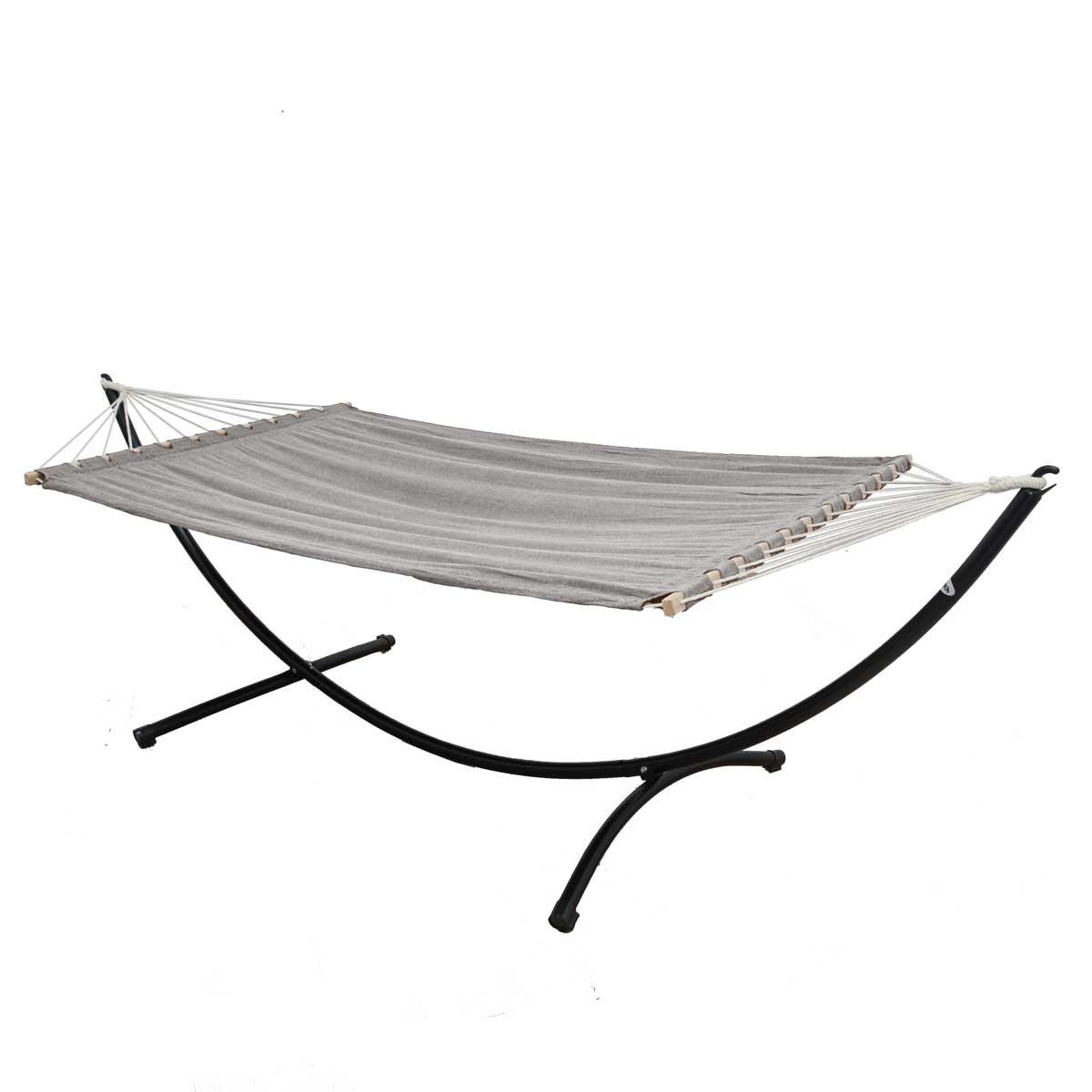 DOPPEL-HÄNGEMATTE mit Gestell bis 120kg, 200/120cm, Grau - Grau, Metall (100/90/300cm) - Amanka
