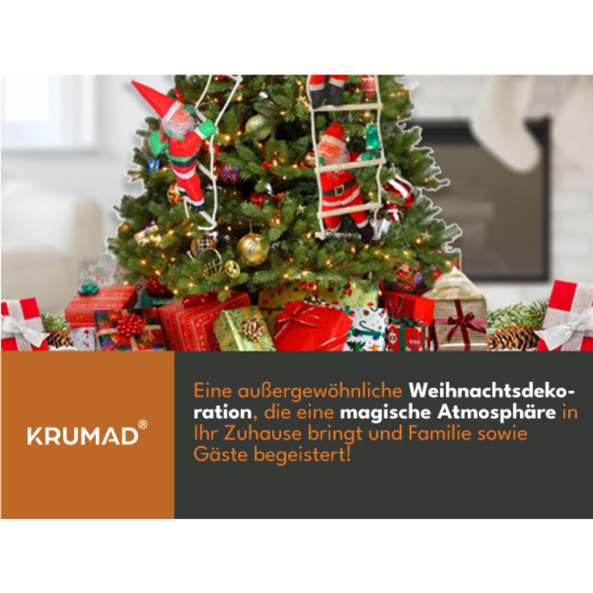 WEIHNACHTSMÄNNER auf Leiter Weihnachtsdeko - Multicolor, Kunststoff (12/100/25cm) - KRUMAD