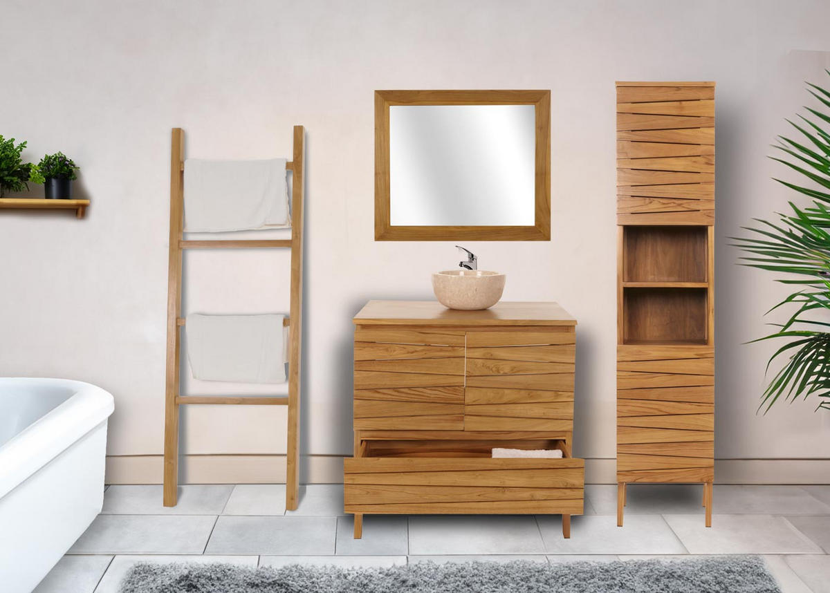 TEAK-WASCHBECKENUNTERSCHRANK Braun - Braun, Holz (81/87/56cm) - MCW