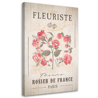 WANDBILD vintage blumen - Pink, Textil (40/60cm) - Feeby