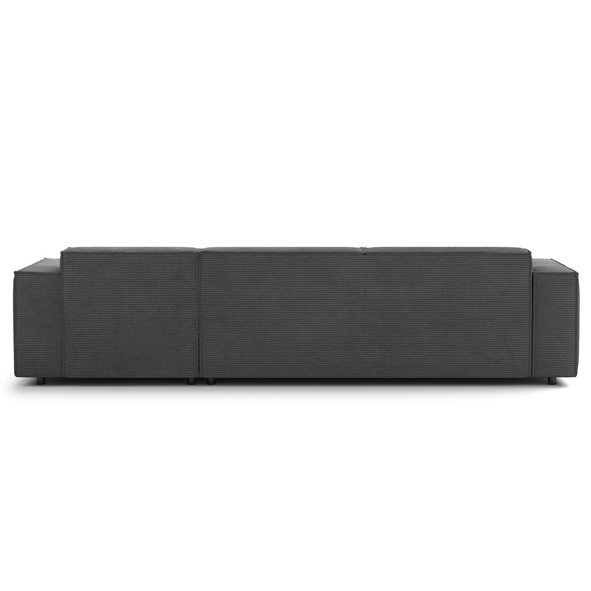 ECKSOFA mit Longchair - Anthrazit/Schwarz, Kunststoff/Textil (294/177cm) - home24