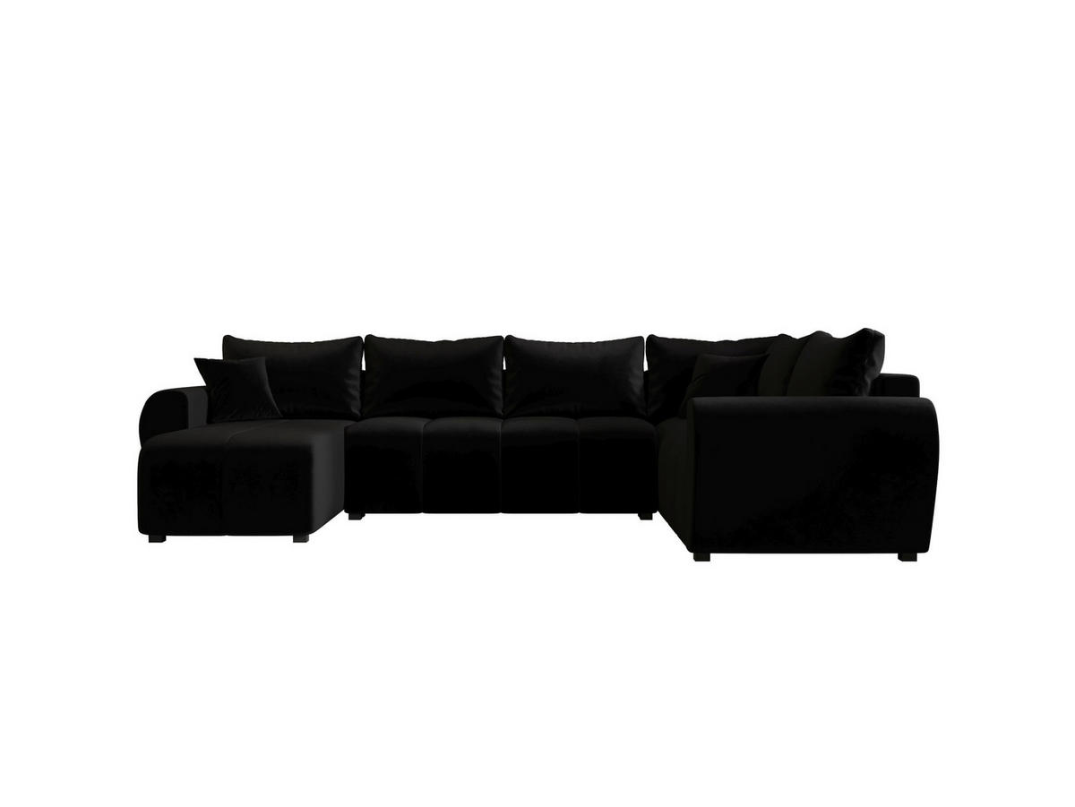 WOHNLANDSCHAFT MOLISA U PLUS Itaka 15 Rechts mit Schlaffunktion - Schwarz, Textil (303/82/208cm) - Bedante