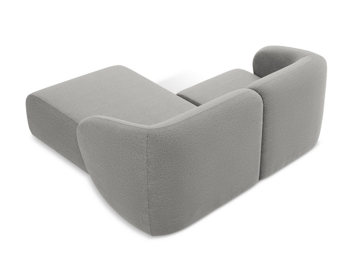 ECKSOFA Rechts Bouclé Stoff Grau - Hellgrau/Schwarz, Holzwerkstoff/Kunststoff (178/166cm) - Makamii