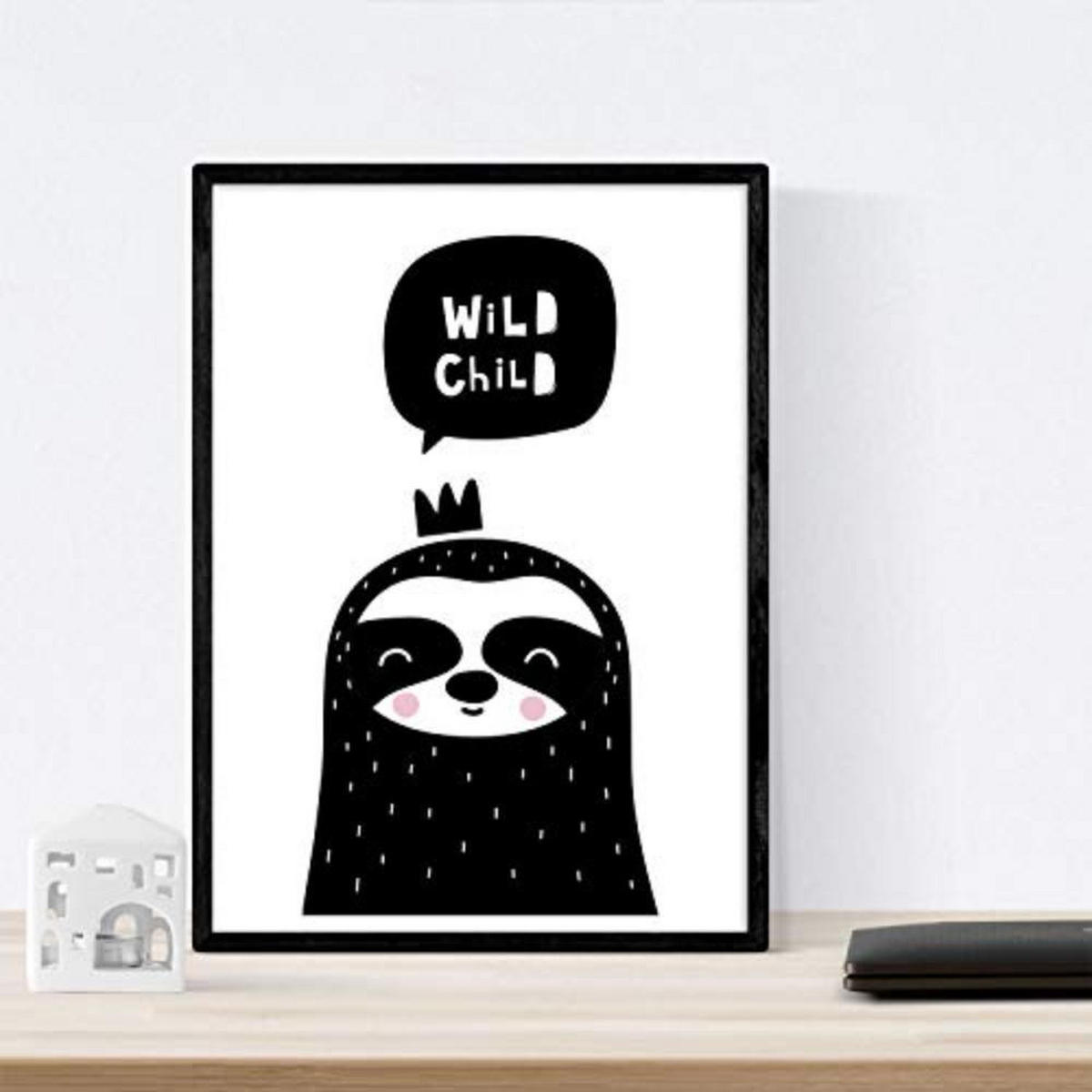 POSTER Set mit 4 Hipopotamo, Pinguino, Leon und Foca Tieren A4 Rahmenlos - Klar, Papier (29.7/3cm) - Nacnic
