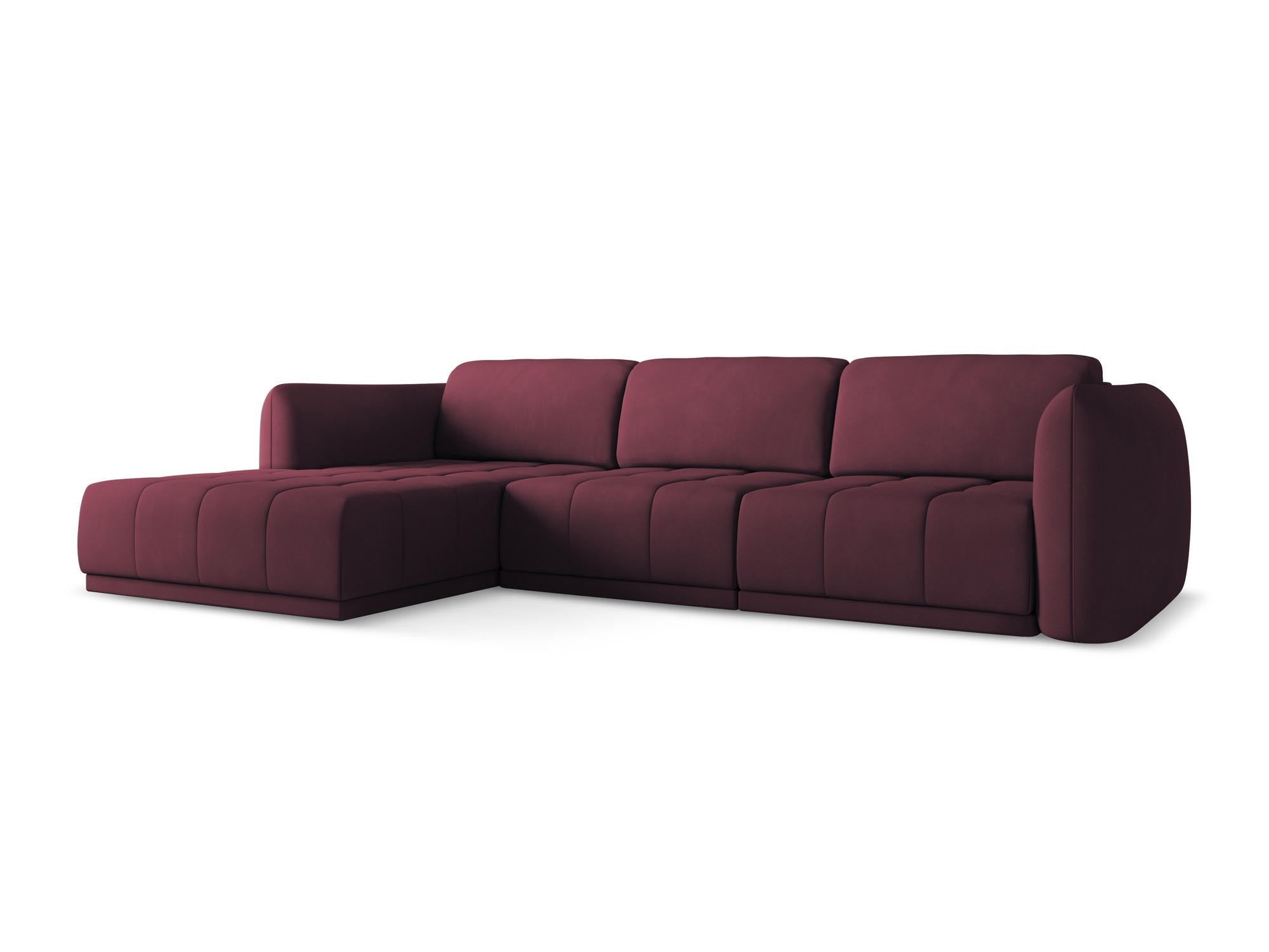 ECKSOFA Links Chenille Stoff Rot - Rot/Weinrot, Kunststoff/Textil (170/290cm) - Makamii