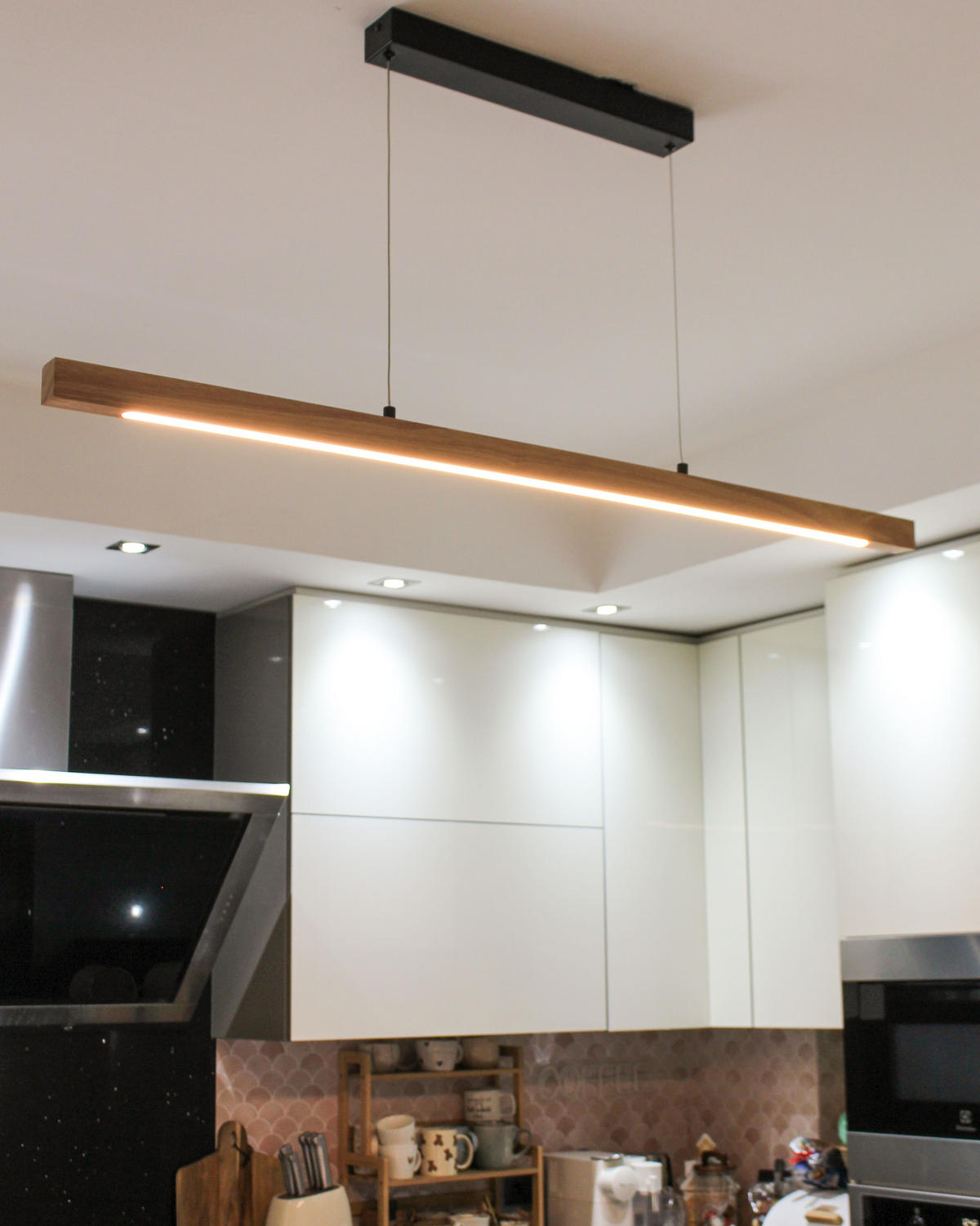 LUSTRĂ SUSPENDATĂ LED maro Stewarts - maro, lemn (6/115/125cm) - Beliani