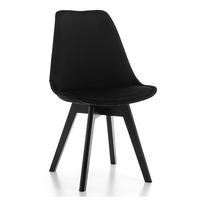 STUHL Dublin modern schwarz, schwarze Holzbeinen - Veloursstoff und Polsterschaum - Schwarz/Naturfarben, Holz/Textil (50/83/54cm) - NEW HOME