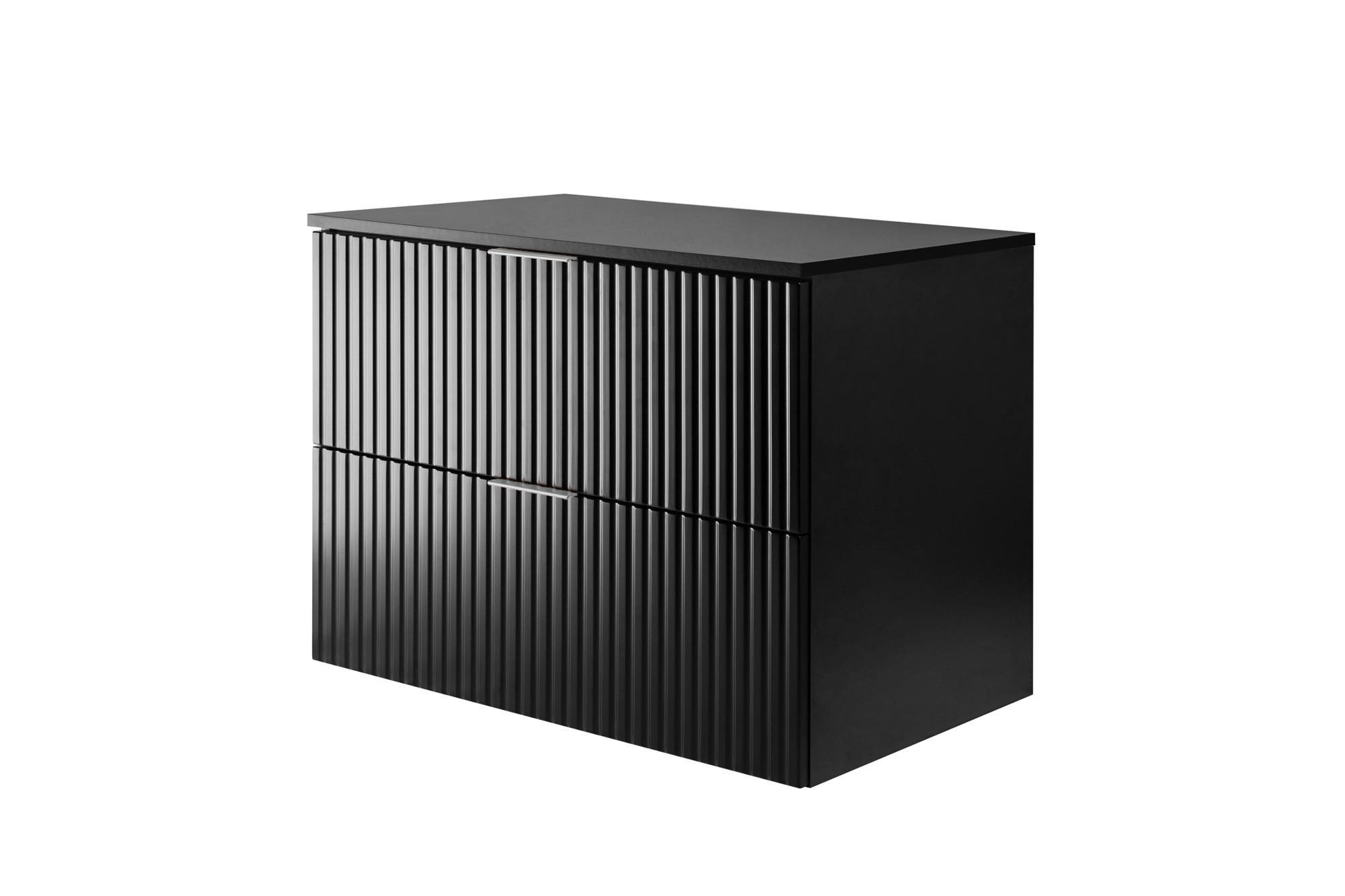 WASCHBECKUNTERSCHRANK, Schwarz, 80 x 57 x 46 cm, silberner Griff + Arbeitsplatte - Silberfarben/Schwarz, Holzwerkstoff (80/57/46cm) - 3XE LIVING