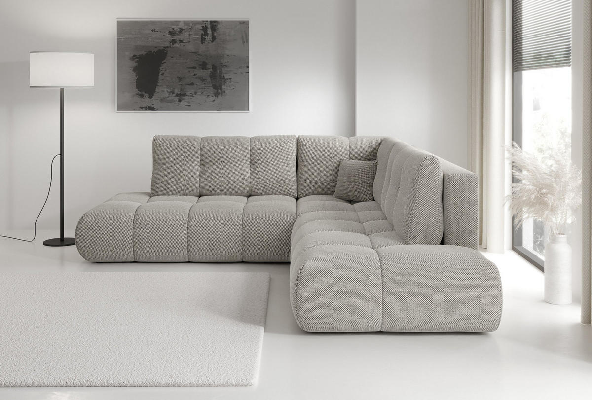 ECKSOFA DUCA II R-S Grau Jersey mit Schlaffunktion - Grau, Holz (266.5/266.5cm) - MASSENO