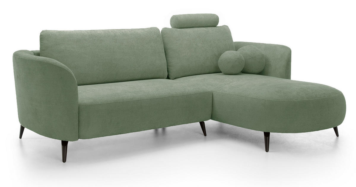 ECKSOFA auf Füßen Kendra 260 cm mit Schlaffunktion, Rechts, Grün - Grün, Holz (180/260cm) - Emporius