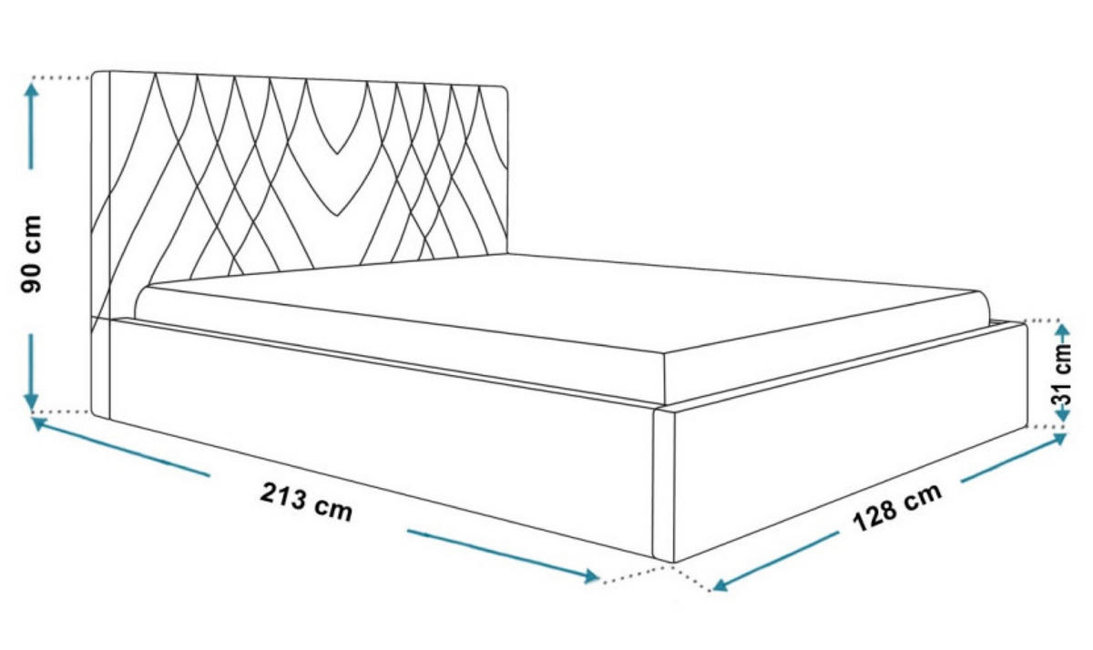 BETT Blau OLDO 5 Gepolstert Hydrophobe Stoff 120x200 cm - Blau/Schwarz, Textil (120/200cm) - Sepro Meble