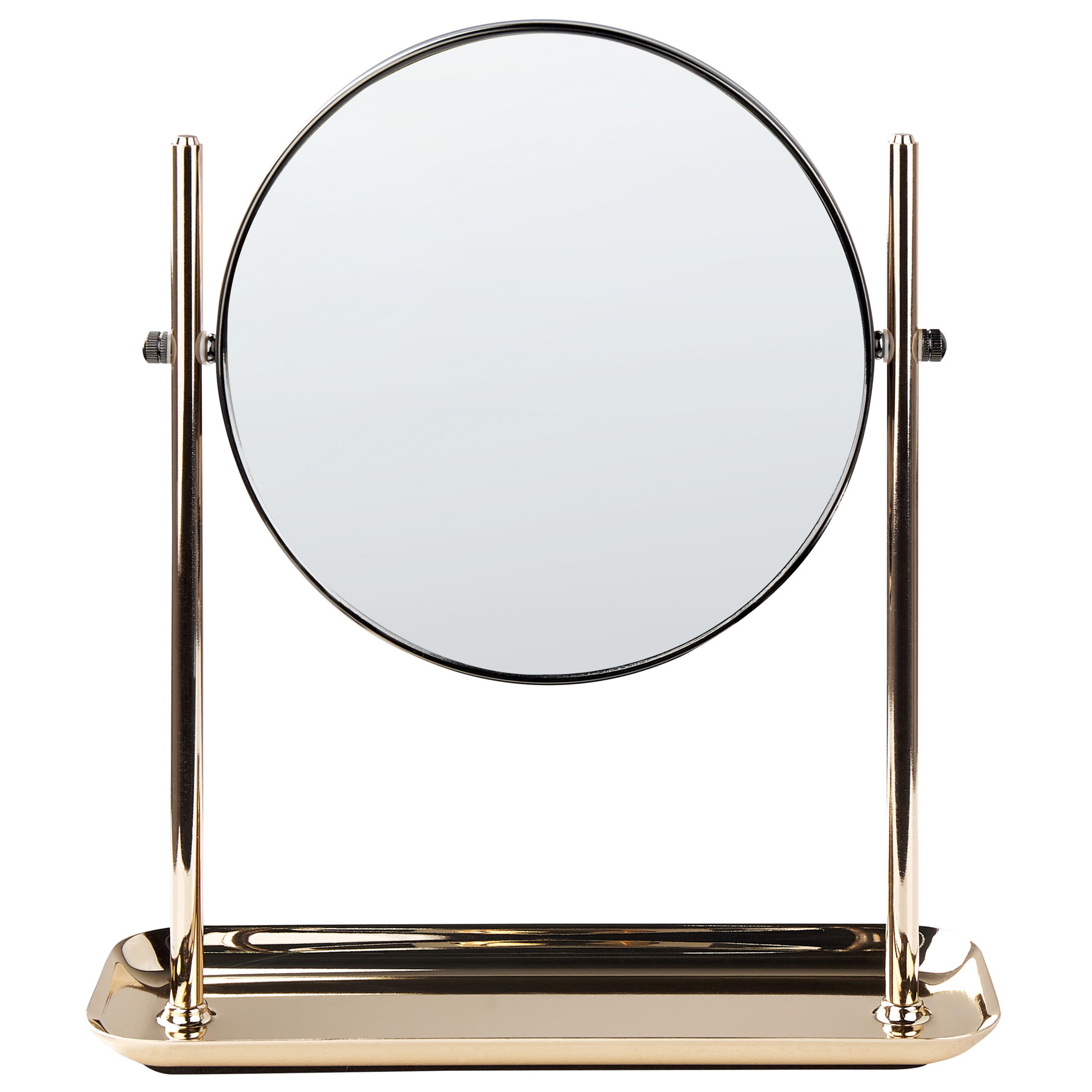 KOSMETIKSPIEGEL 20 cm gold/schwarz Finistere - Goldfarben/Schwarz, Metall (25/30/8cm) - Beliani