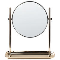 KOSMETIKSPIEGEL 20 cm gold/schwarz Finistere - Goldfarben/Schwarz, Metall (25/30/8cm) - Beliani