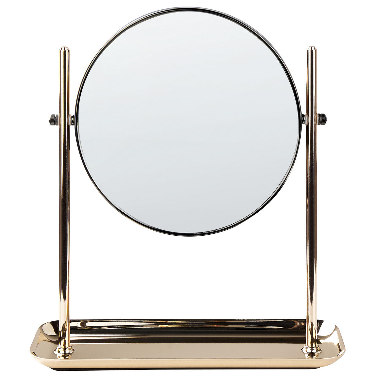 KOSMETIKSPIEGEL 20 cm gold/schwarz Finistere - Goldfarben/Schwarz, Metall (25/30/8cm) - Beliani
